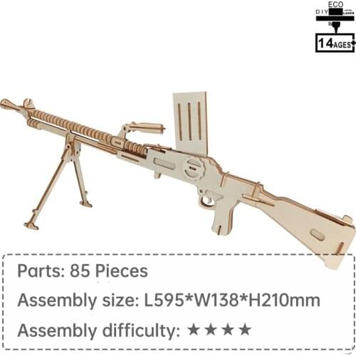 LIGHT MACHINE GUN 3D Puzzle educational toys wooden toys puzzle 1000 pieces interactive toys Decoration toys Wood crafts