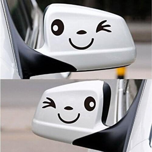Reflective Cute Smile Car Sticker Rearview Mirror Car Cartoon Smiling Eye Face