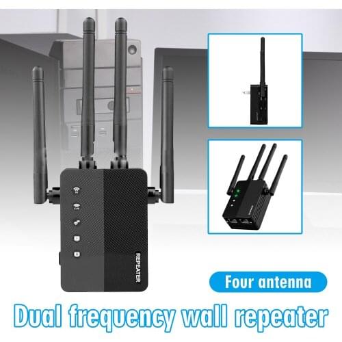 New Arrival Wi-Fi Signal Range Booster Extender High Speed 1200Mbps 2.4GHz/5GHz Dual Band Wireless Repeater