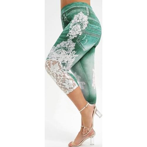 Women Fashion Lace Patchwork Hip Lifting High Waist Skinny Pants Long Cropped Trousers Women 2021 Summer Clothes for Women Jeans