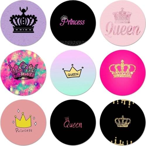 58mm Princess crown Icons Pins Badge Decoration Brooches Metal Badges For Backpack Decoration
