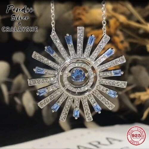 2021 S925 Sterling Silver Jewelry Original 1:1 Copy, SWAN SUNSHINE Crastal Sun Flower Necklace For Women Elegant Gift With Logo
