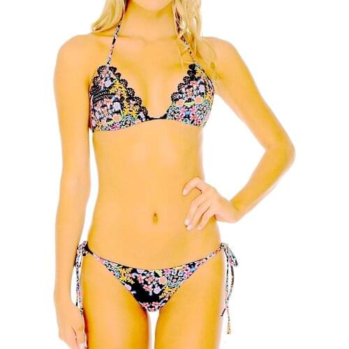 Sexy Halter Lace -p Swimsuit 2020 Hot European and American Fashion Factory Outlet Swim Women Low Waist Printng