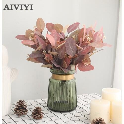 39cm American Eucalyptus Leaf Home Decor Artificial Plants Wedding Christmas Garden Wall Hanging Bedroom Decoration Little Tree