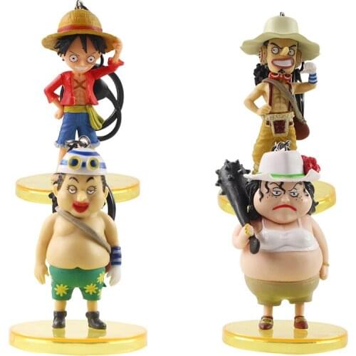 4Pcs/Set 7cm Anime Q Version Monkey D. Luffy Usopp Charlotte Linlin Kawaii Action Figure Cartoon Mini Model Toys Kids Gift