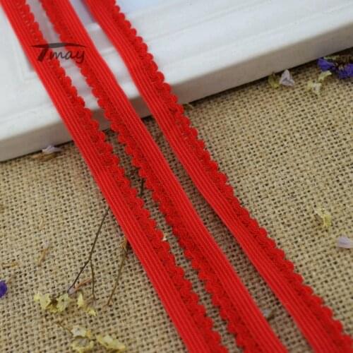 #236 Hot Red Elastic Bands Lace Trim 8yards/lot 10MM Wide stretch lace Ribbon Sewing Trimmings Appliques underwear Top Quality
