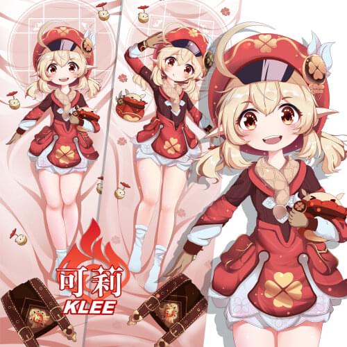 Anime Genshin Impact Klee Sexy Dakimakura Hugging Body Pillow Case Otaku Bedding Throw Pillow Cushion Pillow Cover Xmas Gifts