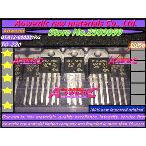 Aoweziic 2017+ 100% new imported original BTA12 BTA12-800BWRG BTA12-800BW BTA12-800CWRG BTA12-800CW TO-220 transistor 12A 800V