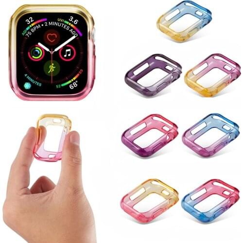 Colorful Watch Case For Apple Watch Series 4 5 6 Rainbow Soft Tpu Watch Cover For Iwatch 44MM 40MM TPU Watch Screen Protector