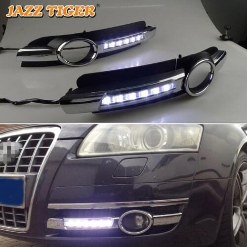 Daytime running lights for For Audi A6 C6 2005 2006 2007 2008 Drl for cars Sequential turn signal auto Led fog lights headlights