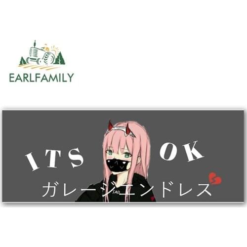 EARLFAMILY 13cm x 5.4cm Anime Car Sticker for DARLING in the FRANKXX Slap Decal Vinyl Car Wrap Motorcycle Helmet Decor