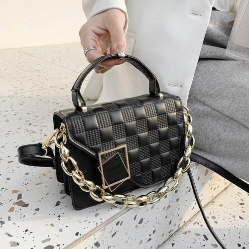 Elegant Square Chain Women Shoulder Bag High Quality PU Leather Plaid Female Messenger Bag Luxury Handbags Women Bag Designer