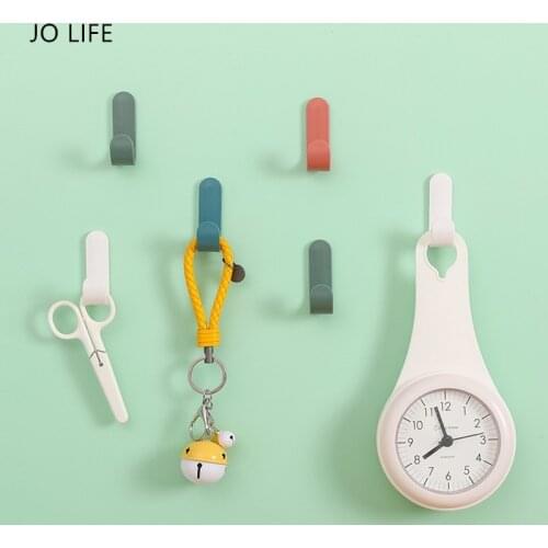 JO LIFE 6pcs/set Multicolor Brief Simple Style Hanging Hook Self-Adhesive Sticker Storage Hooks