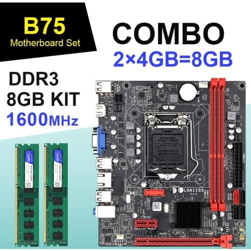 B75 motherboard Set Kit with 2pcs x 4GB = 8GB 1600MHz DDR3 Desktop Memory Support USB3.0 SATA3.0 LGA 1155 Core I5 3470 3570