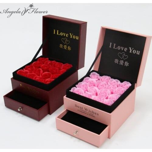 Creative Gift Box+Soap Flower+Gifts Bag+Card Valentines Day Gifts Preserved Rose Flowers Box Jewelry Storage Box Festive Gifts