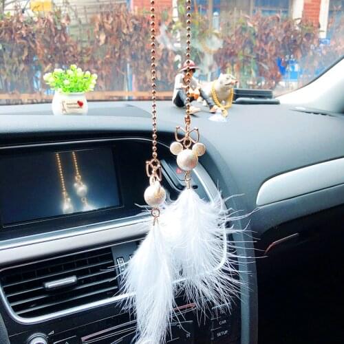 Cute Mickey Mouse Shape Car Rearview Mirror Pendant Car Interior Pendant Decoration For Girls Gift Car Interior Accessories