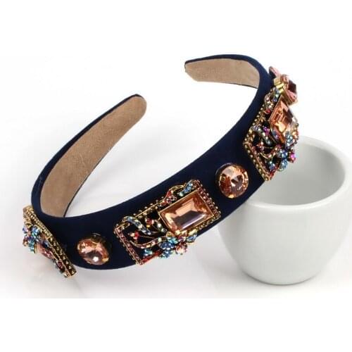 Fashion New Colorful Glass Rhinestone Crystal Hairbands for Women Florate Brand Handmade Party Headband Baroque Jewelry for 2020