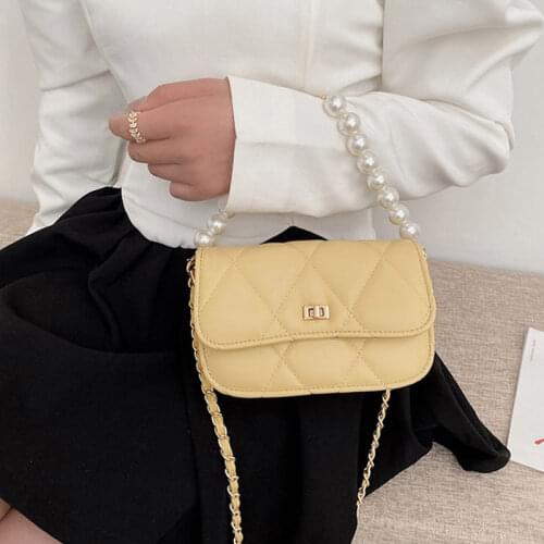 Fashion Pearl Chain Crossbody Bags Woman Trendy Luxury Shoulder Bag New All-match Handbag Female Simple Texture Purse Phone Bags