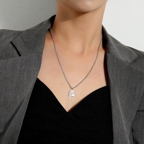 Fashion Titanium Steel Hollow Rose Flower Pendant Necklace Ins Tide Brand Harajuku Punk Necklace