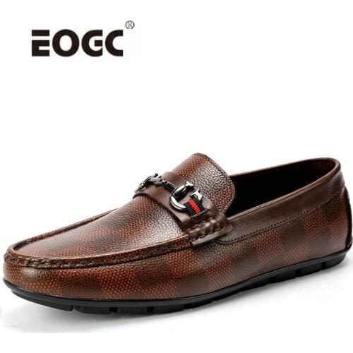 Plus Size Men Loafers Italian Designer Men Casual Shoes Comfortable Slip-on Moccasins Men Genuine Leather Driving Shoes