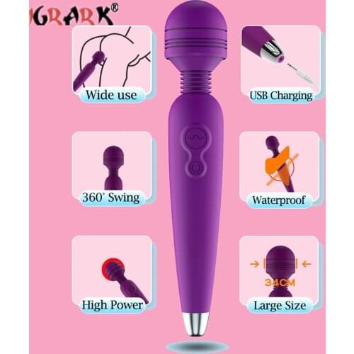 Powerful Magic Wand Vibrators Sex Toys for Women 18+ Vagina Anal Clitoris Stimulator AV Stick G Spot Massager Female Masturbator