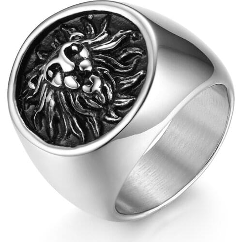 BONISKISS Mens Punk Stainless Steel Rings Silver Color Hiphop Bike Rings Free Engrave High Quality Jewelry for Man Wholesale