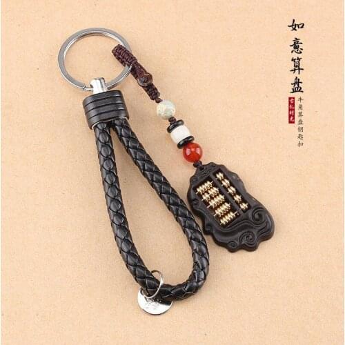 NEW Fashion Mens Sheeps Horn Abacus Shaped Key Chain Key Ring Holder Luck Keychain Gift For Trendy Car Bag Keychain Jewelry