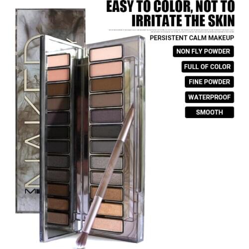 Drop ship MYG naked smoky eye shadow Palette eyes makeup Eye shadow 12 colors matte glitter heat with Eye shadow brush free ship