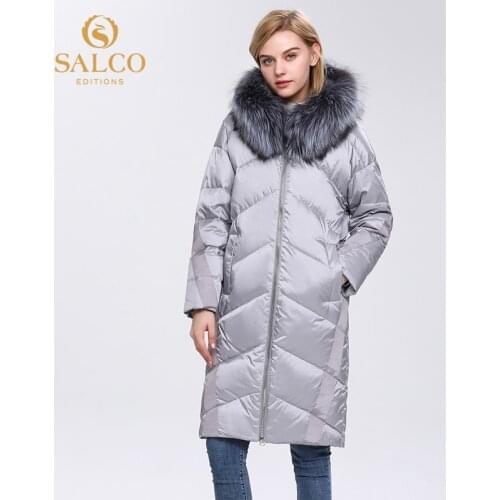 SALCO Free shipping The latest big-zipped pearl-cotton winter warm coat 2020 high-end real fur coat