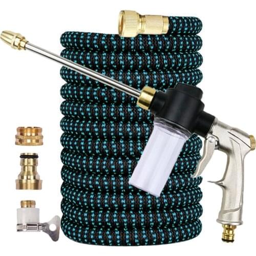 High Pressure Garden Water Hose Flexible Expandable Car Wash Water Gun Garden Watering hose Sprinkling Foam Metal Lances Nozzle