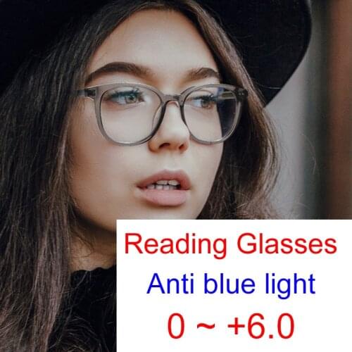 Transparent Brown Reading Glasses Women Vintage Computer Anti Blue Light Round Glasses Luxury Prescription Optical Spectacles