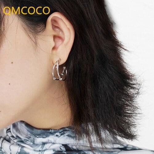 Korean Version 925 Silver Simple C-Shaped Ear Stud Retro Fashion Crescent Moon Round Bead Earring Temperament TrendEar Ornaments