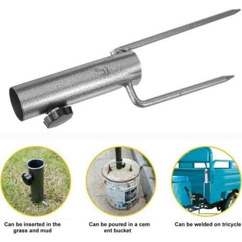 Adjustable Patio Umbrella Base Stand Ground Spike Holder Outdoor Garden