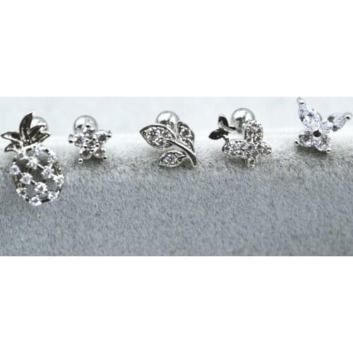 Lot50pcs Body Jewelry-New Styles Mix CZ Ear Studs/Earring Helix Bar Upper Earring Body Piercing Tragus Diath Earring 16g