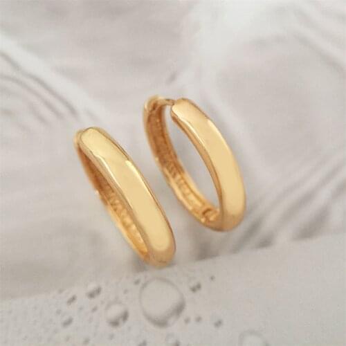 Gorgeous Gold Color Plating Plain Smooth 25mm Diameter 4mm Width Basic Hoop Earrings For Women Girl Elegant Casual Daily Simple