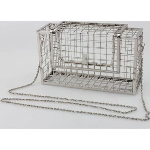 2017 Fashion design personality hollow metal cages party clutch evening bag shoulder bag ladies handbag messenger bags purse