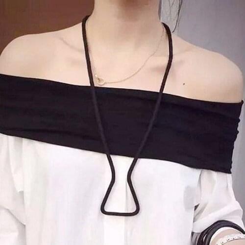 2018 minimalist geometric maze U-word long section rope cotton woven necklace for women