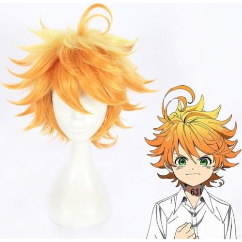 2021 Wig Short Golden Gradient Dark Yellow Wig Anime The Promised Neverland Cosplay Hair Synthetic Cosplay Wig 40cm