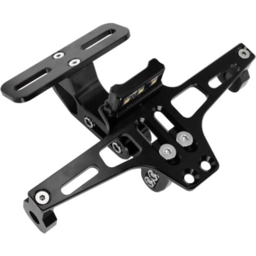 Motorcycle Accent Accessory License Plate Holder and Frame Black Silver K0AF