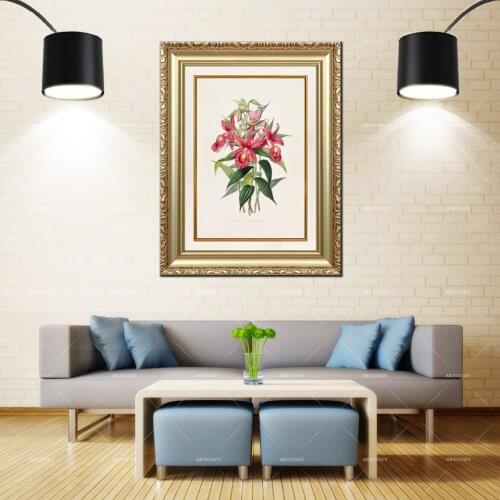 Artcozy Golden Frame Abstract vintage botanical poster print Waterproof Canvas Painting