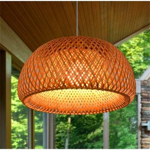 Bamboo LED Pendant Lamp Weaving Pendant Lights Lanterns Living Room Hotel Restaurant Aisle Lamp Cafe Hanging Lamp Kitchen Lights