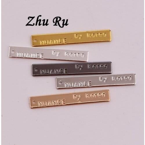 10pcs ZHU RU 30*4.5mm big Wholesale Single hole rectangle lettering strip Pendant DIY Fit Necklace For Jewelry Making