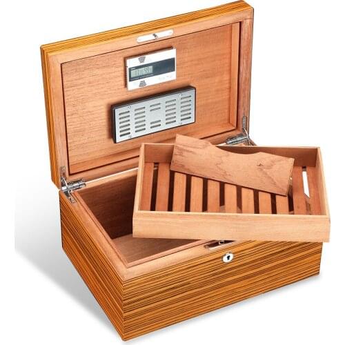 Luxury Cedar Wood Cigar Humidor Box with Humidifier Hygrometer Travel Cigar Box Storage Case Gift For Father