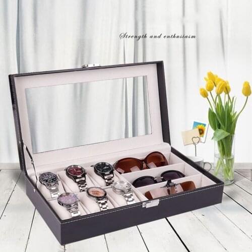 PU Watches Storage Box Leather Watch Jewelry Collection Organizer Case Sun Glasses Holder PU Leather Gifts Dislpay 3 6 Slots