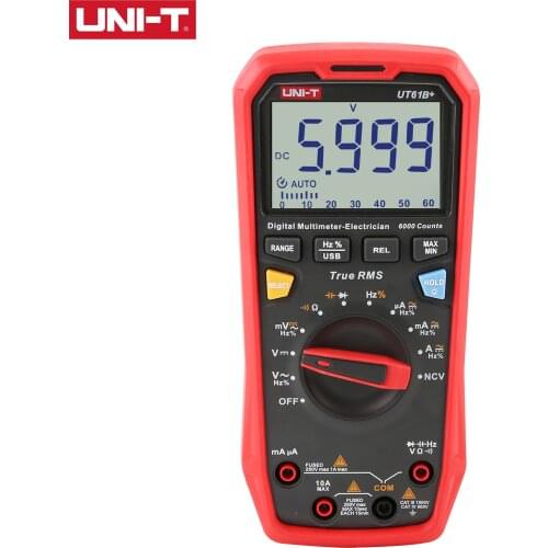 UNI-T UT61B+ Digital Multimeter 1000V True RMS C/DC Voltage Current Resistance Capacitance Tester with display counts 6000