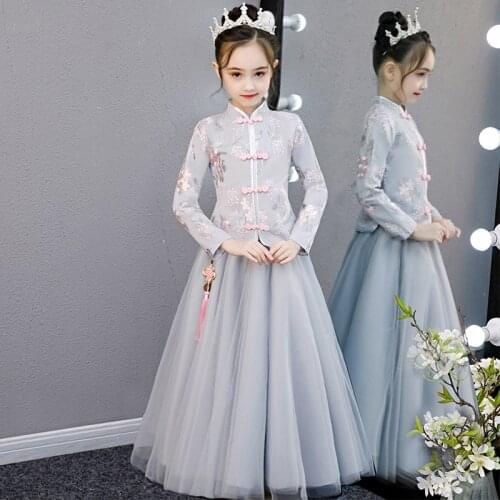 Girls Child Princess Party Performing Lace Embroidery Dresses for Birthday Ball Girls First Sequin Dresses for Eucharist Party