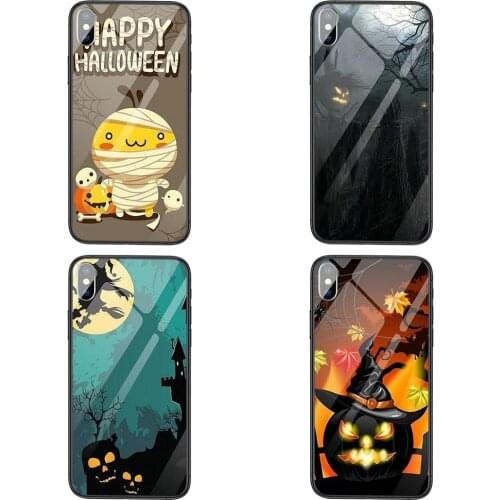 For Huawei P50 P Smart 2021 P40 Lite E P 40 P40Lite P40 Pro 2019 2020 Jeunesse Happy Halloween Fabric Pumpkins Black Cell Cover