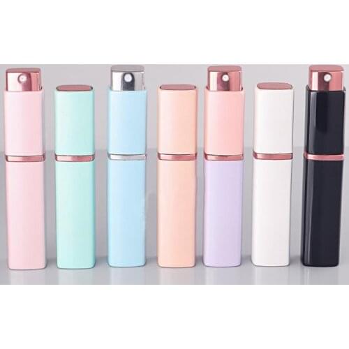 Wholesale plastic spray bottles Perfume dispensing bottle travel portable oral spray bottle 10ml glass square rotating perfume