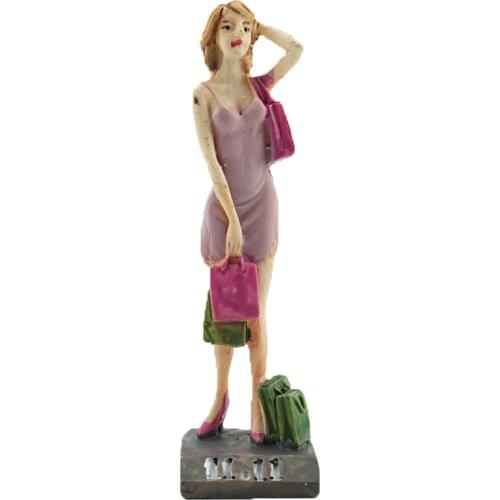 Resin figure model toy shopping girl
