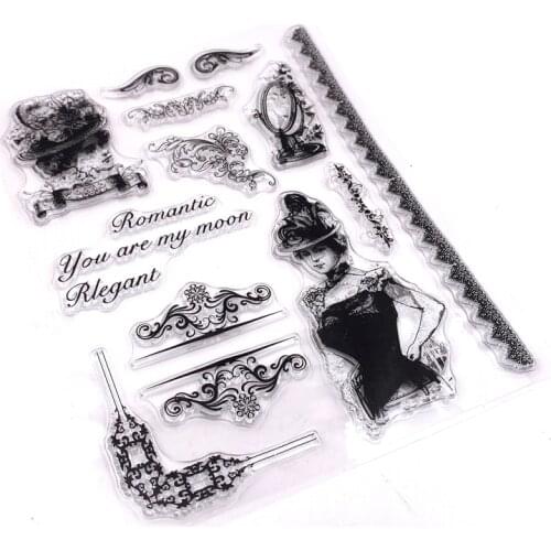 KLJUYP Lady Clear Stamps Scrapbook Paper Craft Clear stamp scrapbooking 04053